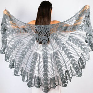 Gray knitted mohair shawl /Crochet Lace Shawl /Warm Women Accessories/ Perfect Gift for Mom/ Evening Cape/ Crochet Shawl/ Cape of the bride