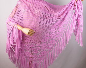 Sjaal gebreide mohair/roze gehaakte sjaal/warme gebreide omslagdoek/warme damesaccessoires/bruidswrap/avondkaap/bruiloftsjaal/gehaakte sjaal