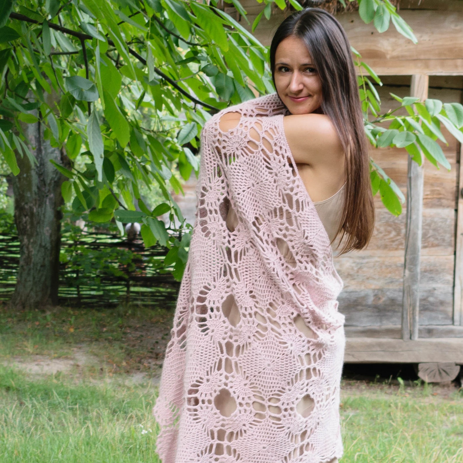 Extra Large Angora Crochet Shawl Scarf // Pink Crochet Lace Etsy