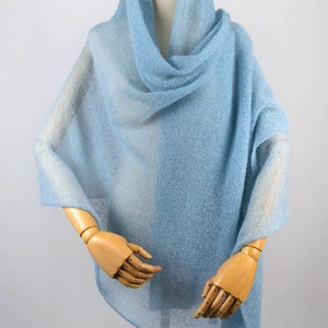 Wedding Scarf Grey-Blue / Wedding Cape Shawl / Mohair Wrap / Winter Wedding Wrap / Warm Bridal Stole / Large Scarf / Evening Wrap