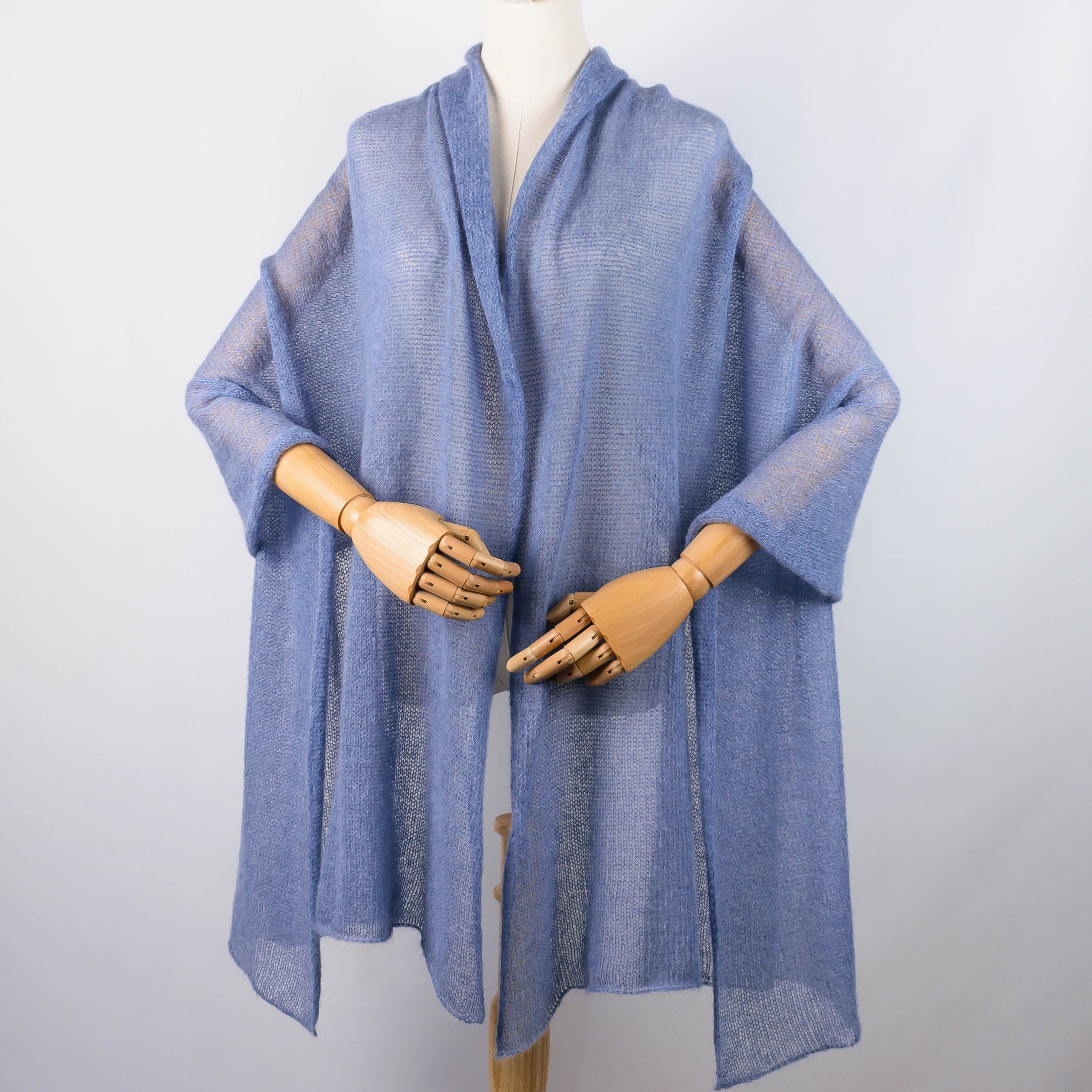 【特別送料無料!】 Shawl Cape Wedding / Blue Scarf Wedding / Wrap Mohair Clothing