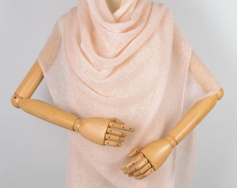 Bruiloftsjaal Roze-perzik / sjaal bruiloft / mohair wrap / winterbruiloftsomslag / warme bruidsstola / grote sjaal / avondomslag