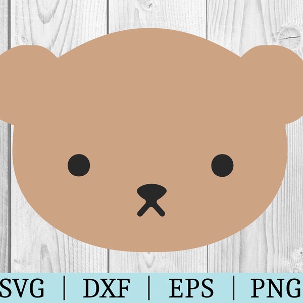 Teddy Bear Head SVG | Cub Clipart | Couper le fichier | Fichier animal | Svg Dxf Eps Png | Fichier pour Silhouette | Téléchargement instantané