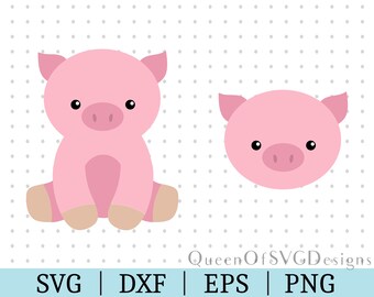 Baby Pig SVG | Piglet Clipart | Cut File Cricut | Craft File | Svg Dxf Eps Png | Silhouette | Instant Download | Baby Shower | Farm Animal