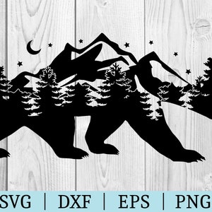 Ours forestier SVG | Vector Clipart | Couper le fichier | Fichier extérieur | Svg Dxf Eps Png | Fichier pour Silhouette | Téléchargement instantané | Camping | montagne