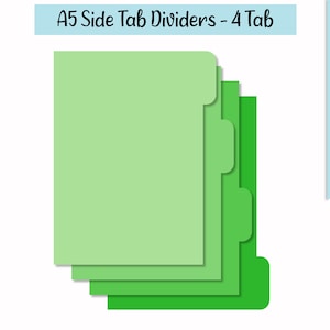 A5 Side Tab Dividers-4 Tabs SVG | Planning Clipart | Cut File Cricut | Journaling File | Svg Dxf Eps Png Pdf | Silhouette | Instant Download