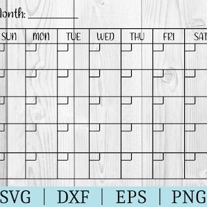 May include: A blank monthly calendar template with a woodgrain background. The calendar has spaces for each day of the week, Sunday through Saturday. The text "Month:" appears at the top of the calendar.
