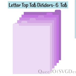 Divisores de guias superiores de letras-6 guias SVG | Clipart de planejamento | Cortar arquivo Cricut | Arquivo de registro no diário | Svg Dxf Eps Png Pdf | Download instantâneo