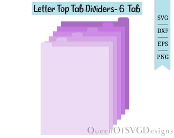 Letter Top Tab Dividers-6 Tabs SVG | Planning Clipart | Cut File Cricut | Journaling File | Svg Dxf Eps Png Pdf | Instant Download