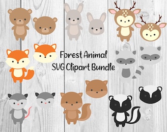 Forest Animal Bundle SVG | Woodland Clipart | Cut File Cricut | Baby File | Svg Dxf Eps Png | Silhouette | Instant Download | Baby Shower |