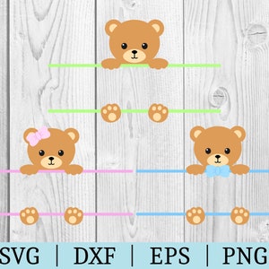 Teddy Bear SVG | Split Monogram Clipart | Cut File | Animal File | Svg Dxf Eps Png | File for Silhouette | Instant Download | Baby Shower