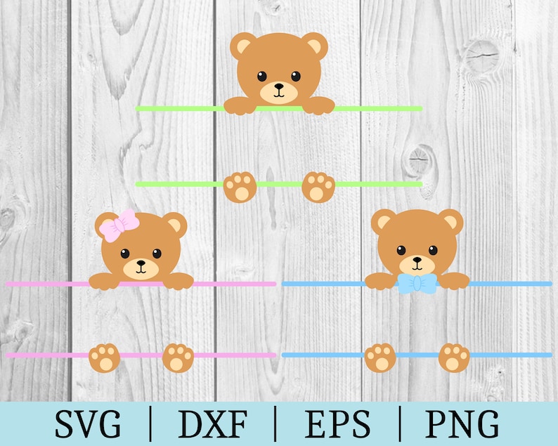 Clip Art Baby Shower Split Monogram Clipart Animal File Svg Dxf Eps Png File For Silhouette Teddy Bear Svg Instant Download Cut File Art Collectibles