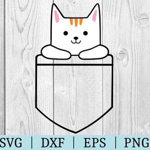 Cat In Pocket SVG | Kitty Clipart | Cut File | Pocket File | Svg Dxf Eps Png | File for Silhouette | Instant Download