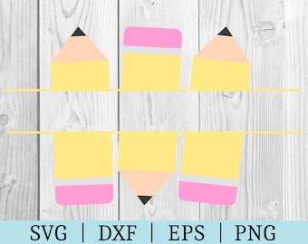 Pencil Split Monogram SVG | Teacher Clipart | Cut File Cricut | Vector File | Svg Dxf Eps Png | Silhouette | Instant Download | School