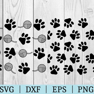Cat Paw Naadloze Patronen SVG | Animal Print Clipart | Bestand knippen Cricut | Pet Pattern File | Svg Dxf Eps Png | De | van het silhouet Direct downloaden