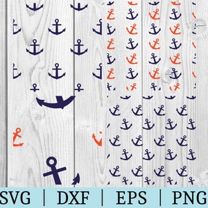 Anchor Seamless Pattern Bundle SVG | Clipart nautique | Couper le fichier Cricut | Dossier maritime | Svg Dxf Eps Png | Silhouette | Téléchargement instantané
