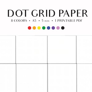 Dot Grid Paper PDF | Printable Planner Pages | A5 | 5mm Dot Grid | Instant Download | Journal Printable | Rainbow Color Paper |