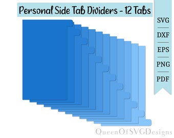 Personal Tab Dividers-12 Tabs SVG | Planning Clipart | Cut File Cricut | Journaling File | Svg Dxf Eps Png Pdf | Instant Download
