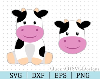Baby Cow SVG | Cow Clipart | Cut File Cricut | Baby Kids File | Svg Dxf Eps Png | Silhouette | Instant Download | Baby Shower | Farm Animal