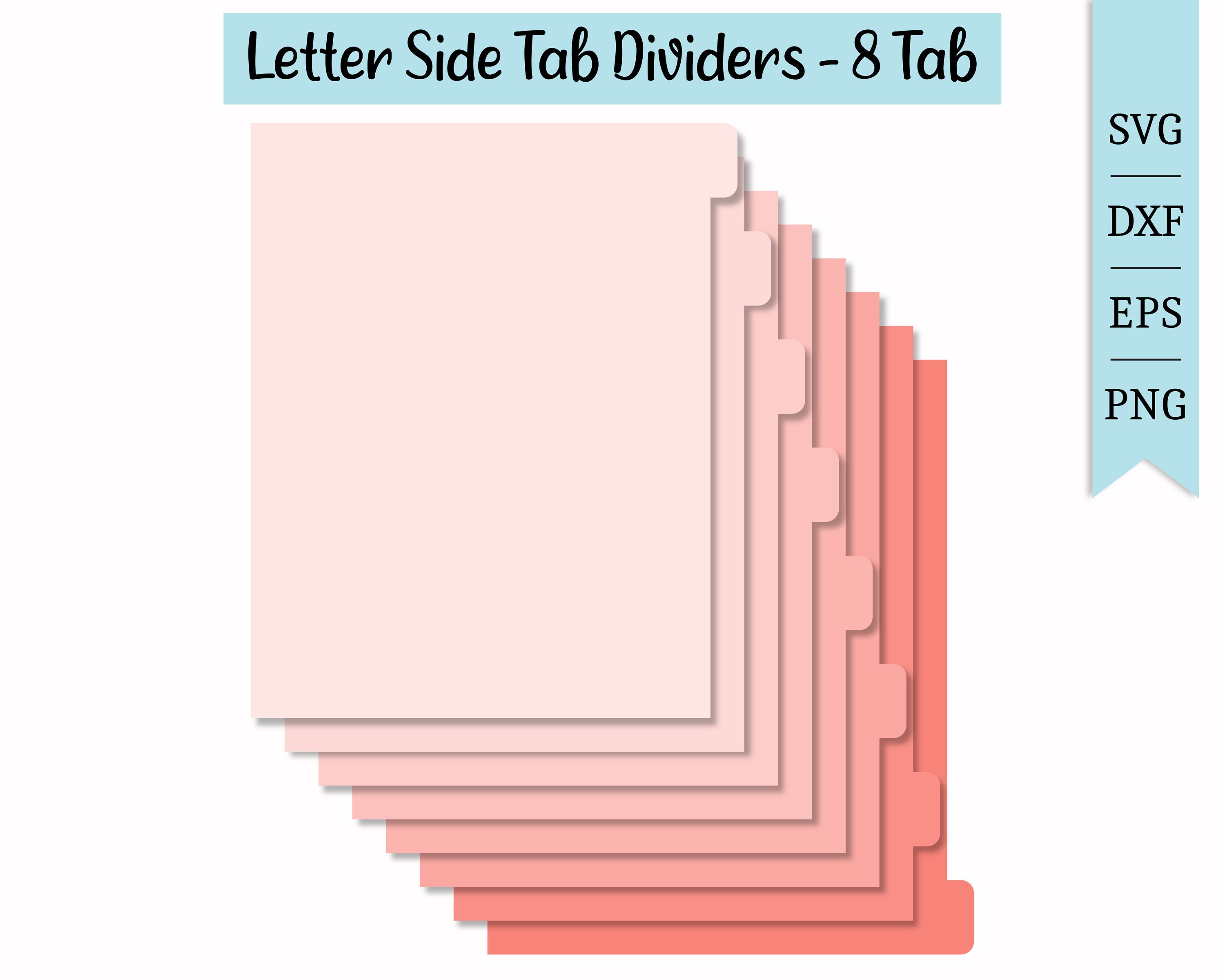 Letter Side Tab Dividers8 Tabs SVG Planning Clipart Cut Etsy