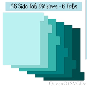 A6 Side Tab Dividers-6 Tabs SVG | Planning Clipart | Cut File Cricut | Journaling File | Svg Dxf Eps Png Pdf | Silhouette | Instant Download