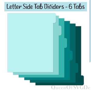 Divisores de pestañas laterales de letras-6 pestañas SVG / Imágenes prediseñadas de planificación / Cortar archivo Cricut / Archivo de diario / Svg Dxf Eps Png Pdf / Descarga instantánea