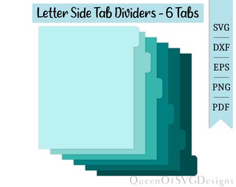 Letter Side Tab Dividers-6 Tabs SVG | Planning Clipart | Cut File Cricut | Journaling File | Svg Dxf Eps Png Pdf | Instant Download