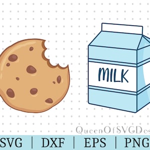 Mleko i ciasteczka SVG | Clipart wektorowy | Plik do cięcia | Plik z jedzeniem i napojami | Svg Dxf Eps Png | Plik dla sylwetki | Natychmiastowe pobranie