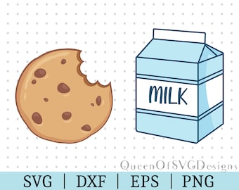 Milk And Cookie SVG | Vector Clipart | Cut File | Food And Drink File | Svg Dxf Eps Png | File for Silhouette | Instant Download