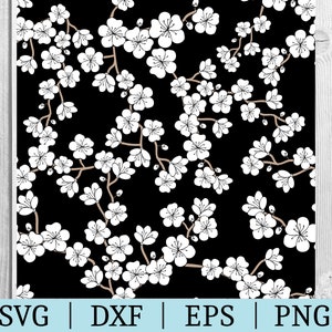 Witte bloemen naadloze patroon SVG | Flower Clipart | Bestand knippen Cricut | Vectorbestand | Svg Dxf Eps Png | De | van het silhouet Direct downloaden