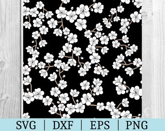 White Floral Seamless Pattern SVG | Flower Clipart | Cut File Cricut | Vector File | Svg Dxf Eps Png | Silhouette | Instant Download