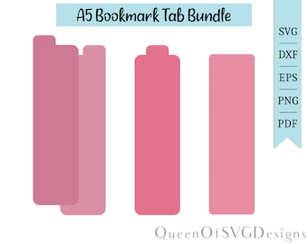 A5 Bookmark Tab Dividers Bundle SVG | Planning Clipart | Cut File Cricut | Journaling File | Svg Dxf Eps Png Pdf | Instant Download