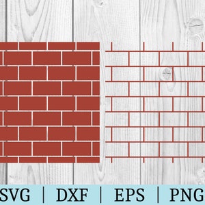 Può includere: Due motivi di muro di mattoni, uno in rosso pieno e l'altro in contorno. Il motivo di muro di mattoni rosso pieno è a sinistra e il motivo di muro di mattoni in contorno è a destra. Entrambi i motivi sono su uno sfondo di legno bianco.