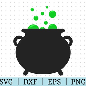 Bubbling Cauldron SVG | Vector Clipart | Fall Cut File | Halloween File | Svg Dxf Eps Png | File for Silhouette Instant Download | Spooky