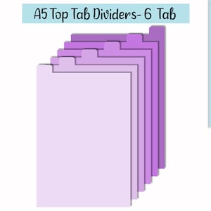 A5 tabbladverdelers bovenaan-6 tabbladen SVG | Planningsclipart | Cricut knippen | Logboekbestand | Svg Dxf Eps Png Pdf | Silhouet | Direct downloaden