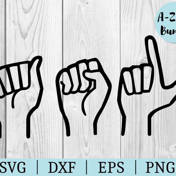 ASL Alphabet Bundle SVG | Sign Language Clipart | Cut File | ASL File | Svg Dxf Eps Png | File for Silhouette | Instant Download