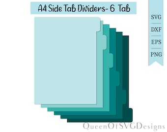 A4 Tab Dividers-6 Tabs SVG | Planning Clipart | Cut File Cricut | Journaling File | Svg Dxf Eps Png Pdf | Instant Download