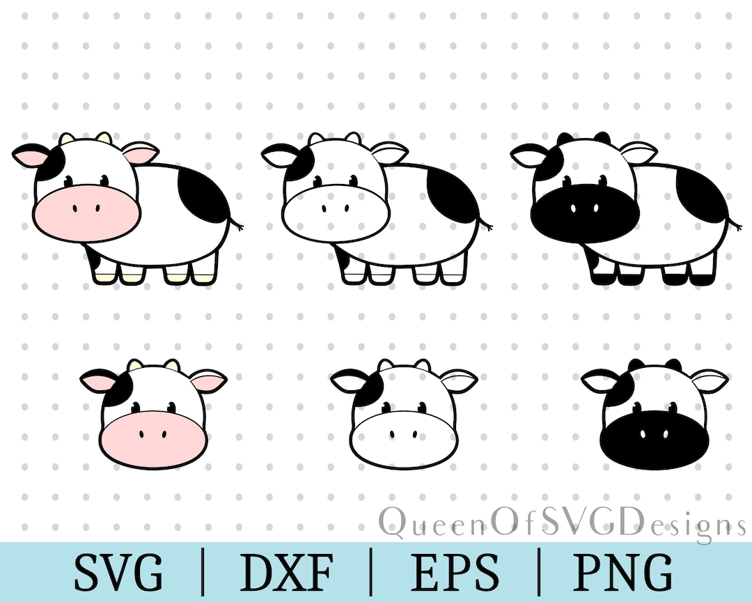 Cute Farm Cow SVG Bundle | Kawaii Cow Clipart Set | Cricut | Silhouette ...