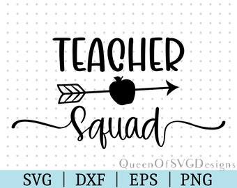 Teacher Squad SVG | Vector Clipart | Back to School File | Svg Dxf Eps Png | File for Silhouette | Instant Download | Craft file |