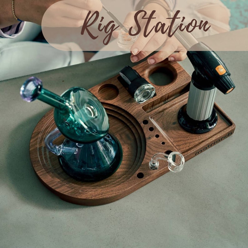 Rig Station by Matriarch l Custom Wooden Dab Tray Bong &amp; Dab | Etsy