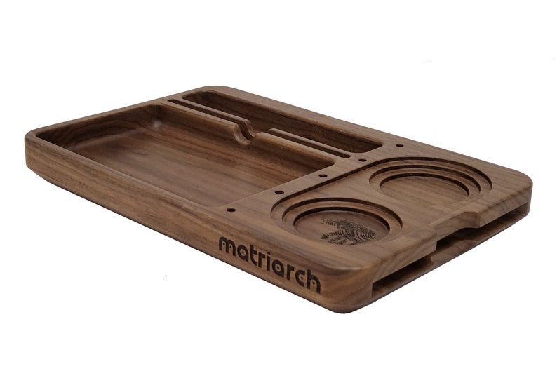 Black Walnut Wood Joint Rolling Tray Stash Jar Base Custom Joint Holder Grinder base