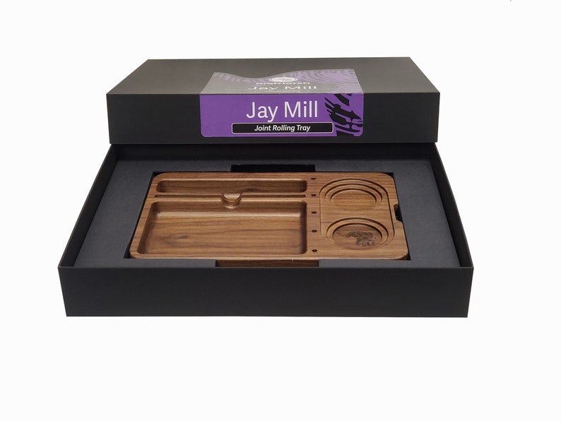 Black Walnut Wood Joint Rolling Tray Stash Jar Base Custom Joint Holder Grinder base