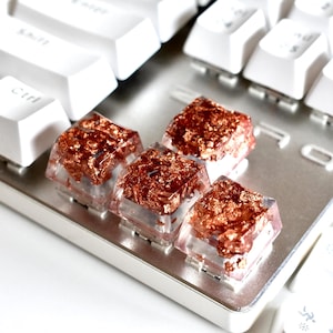 FINAL STOCK | 4PCS Handmade Resin Keycaps with Copper Foil | Arrow Keys for Mechanical Keyboard | Oem Profile | MX Stem