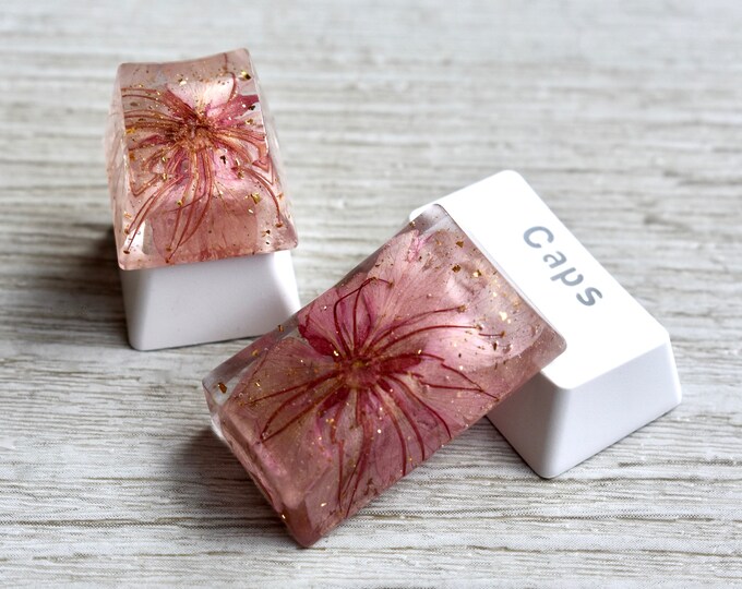 High Keycaps Lock 2PCS Keycaps Set for Mechanical Keyboard With Cherry Blossoms and ...