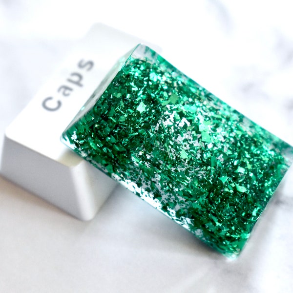 CapsLock Green Foil Resin Keycap for Mechanical Keyboard - Glossy Finish | OEM profile