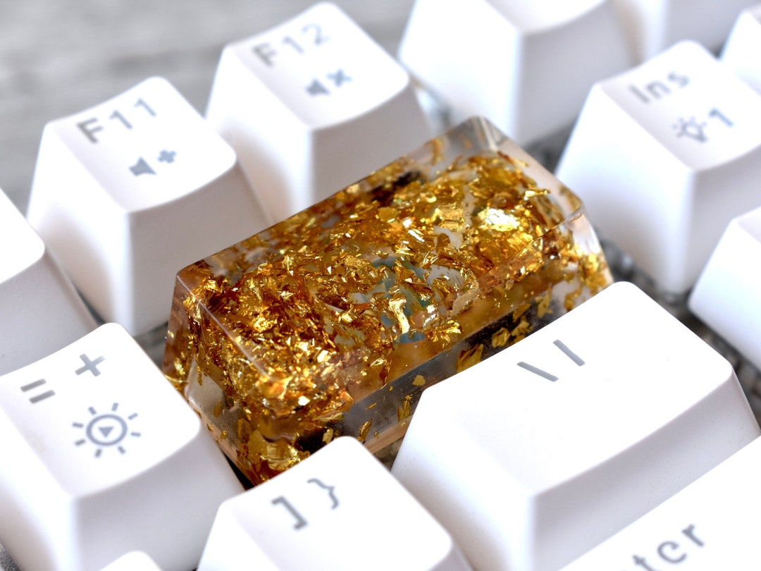 Gold Foil Backspace Resin Keycap for Mechanical Keyboard Glossy Finish ...