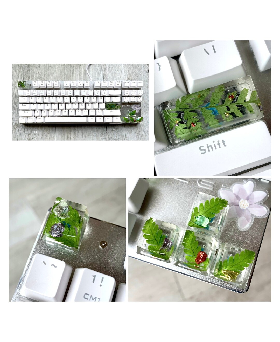 Plant and Crushed Glass Keycaps Set X6 for Mechanical Keyboard Etsy
