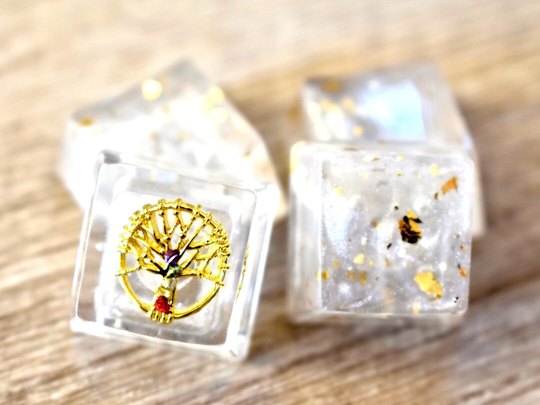 FINAL STOCK | 4PCS Resin Keycaps Set With Tree of Life & Golden Flakes ...