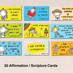 Printable  Kids Scripture Cards Affirmation Cards Self Affirmation Cards Download Prayer Cards Scripture Pocket Cards Christian Lunchbox