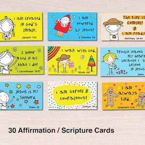 Printable  Kids Scripture Cards Affirmation Cards Self Affirmation Cards Download Prayer Cards Scripture Pocket Cards Christian Lunchbox